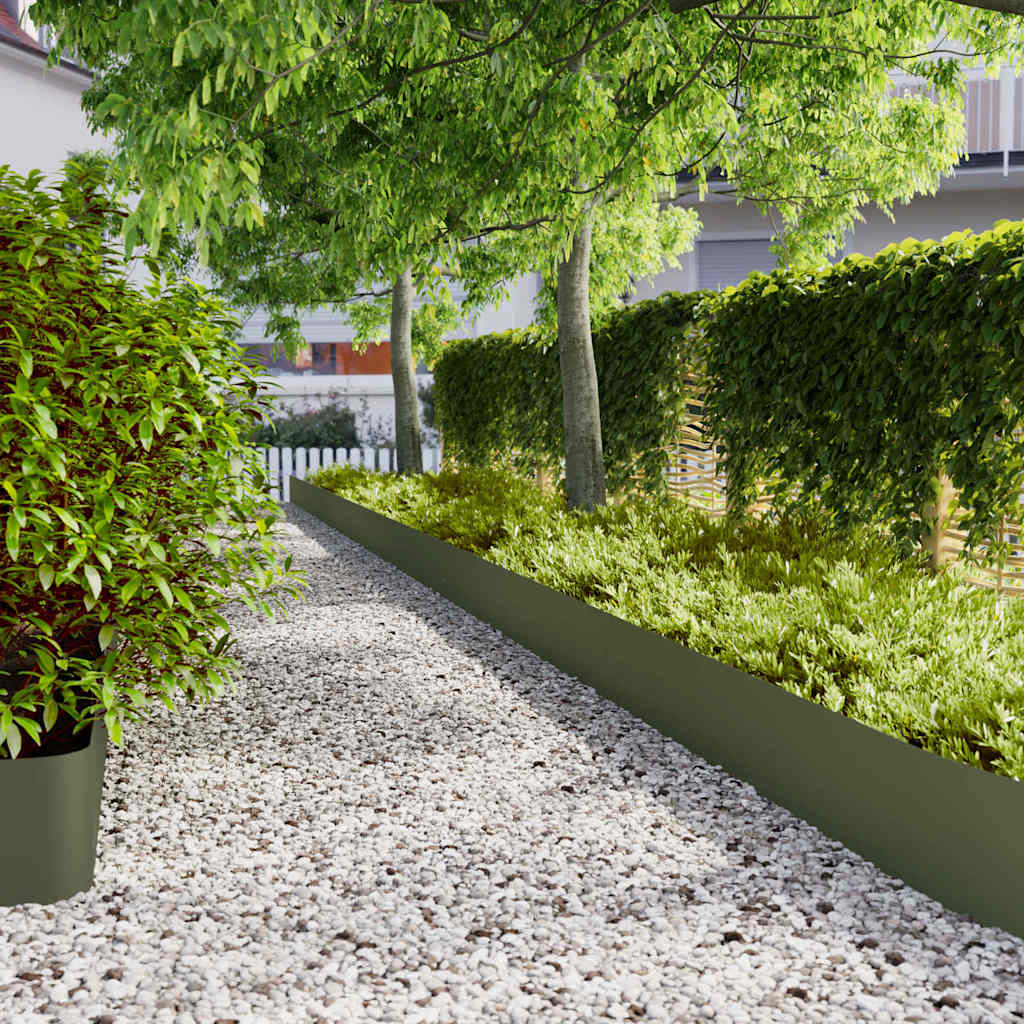 Vidaxl gazonranden 10 st 25x103 cm koudgewalst staal olijfgroen