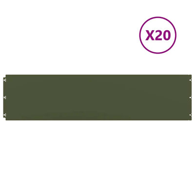 Bordi per prato Vidaxl 20 pz 25x103 cm in acciaio laminato a freddo verde oliva