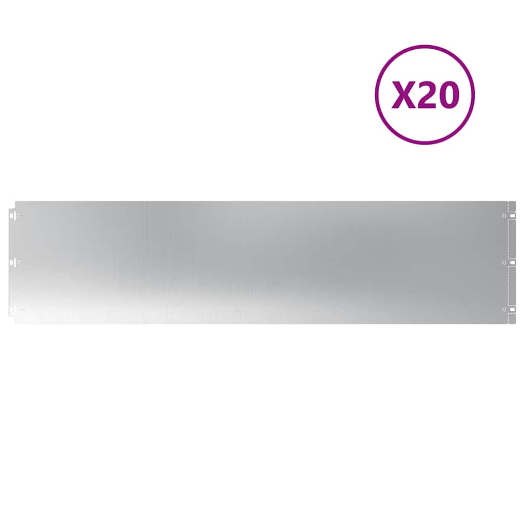 Vidaxl bordes de césped 20 piezas 25x103 cm acero galvanizado