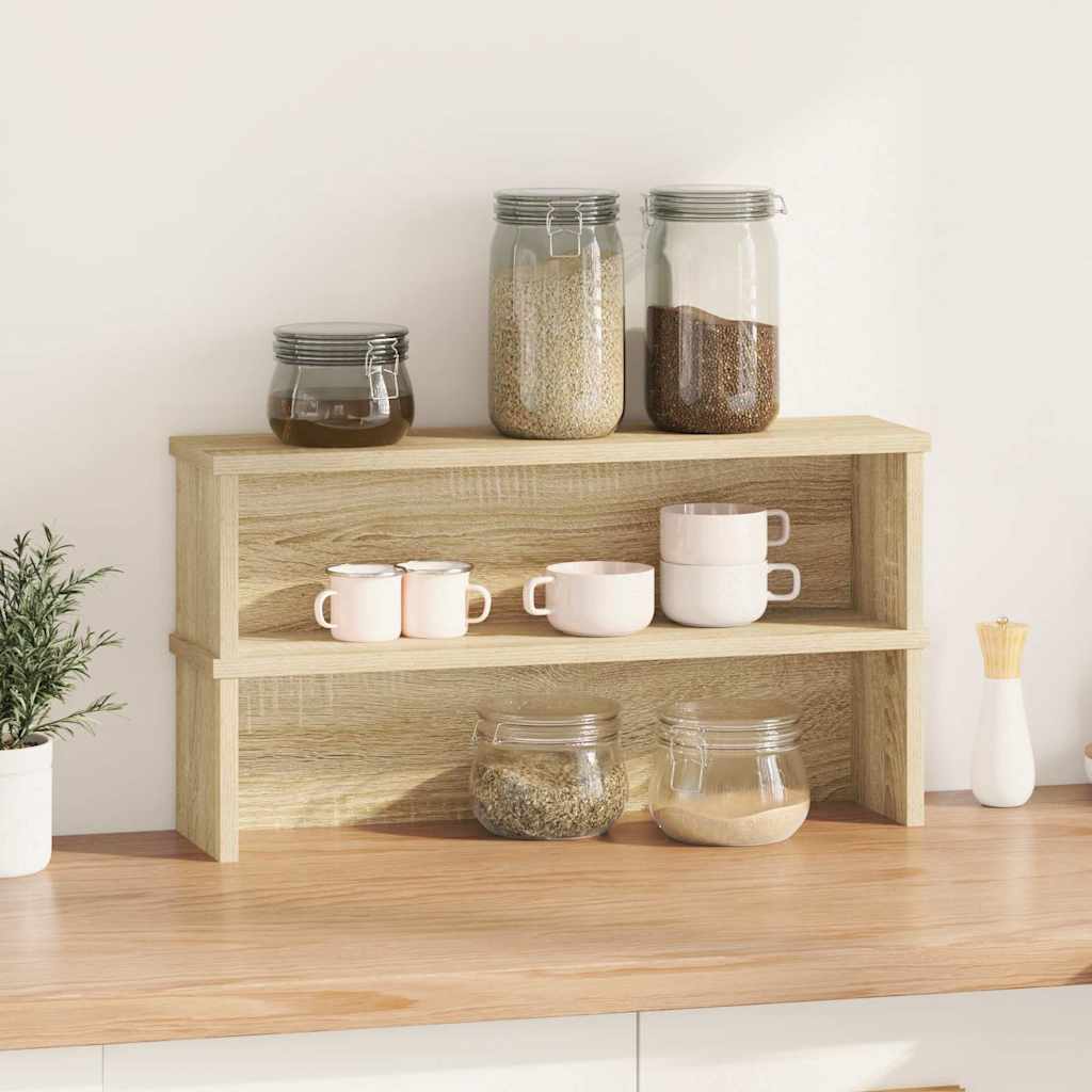 Racks de cocina Vidaxl apilables 2 pcs 60x15x16 cm Sonoma Oak Colored