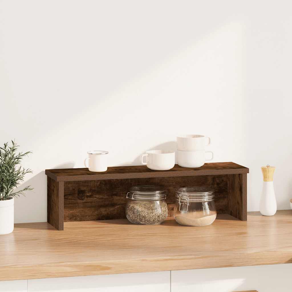 Vidaxl Ratch de cocina apilable 60x15x16 cm de madera procesada roble ahumado