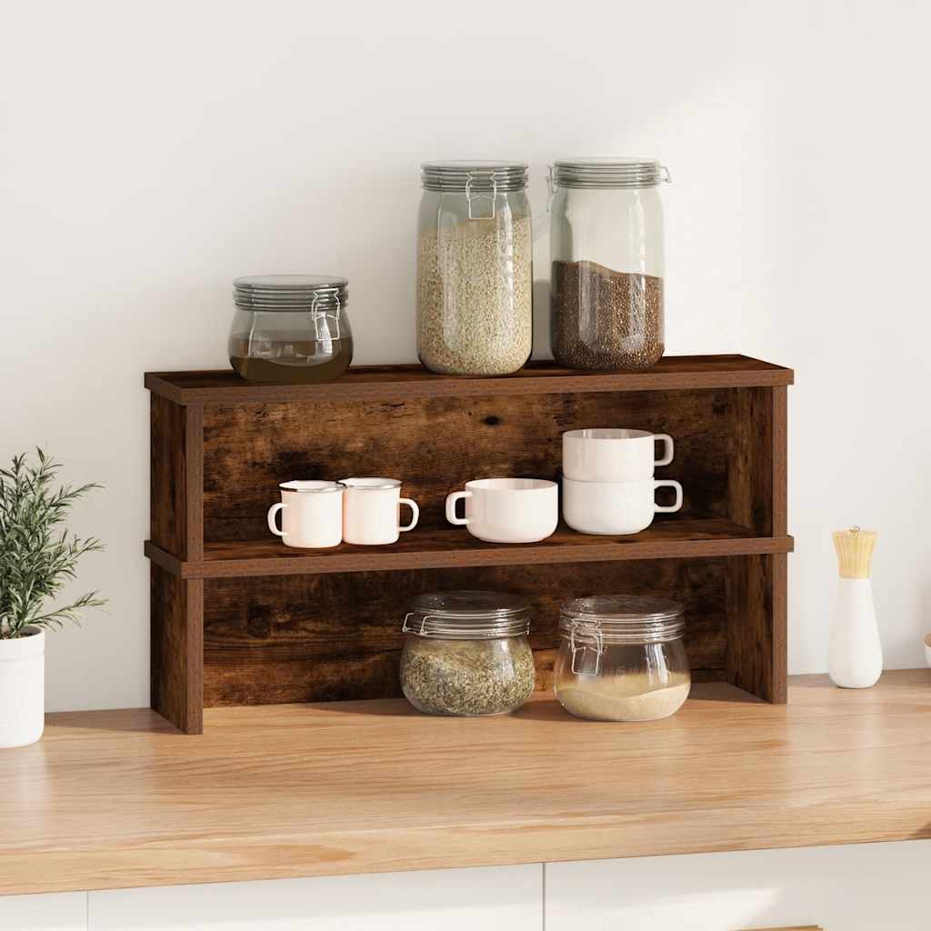 Racks de cocina Vidaxl apilables 2 pcs 60x15x16 cm de roble ahumado