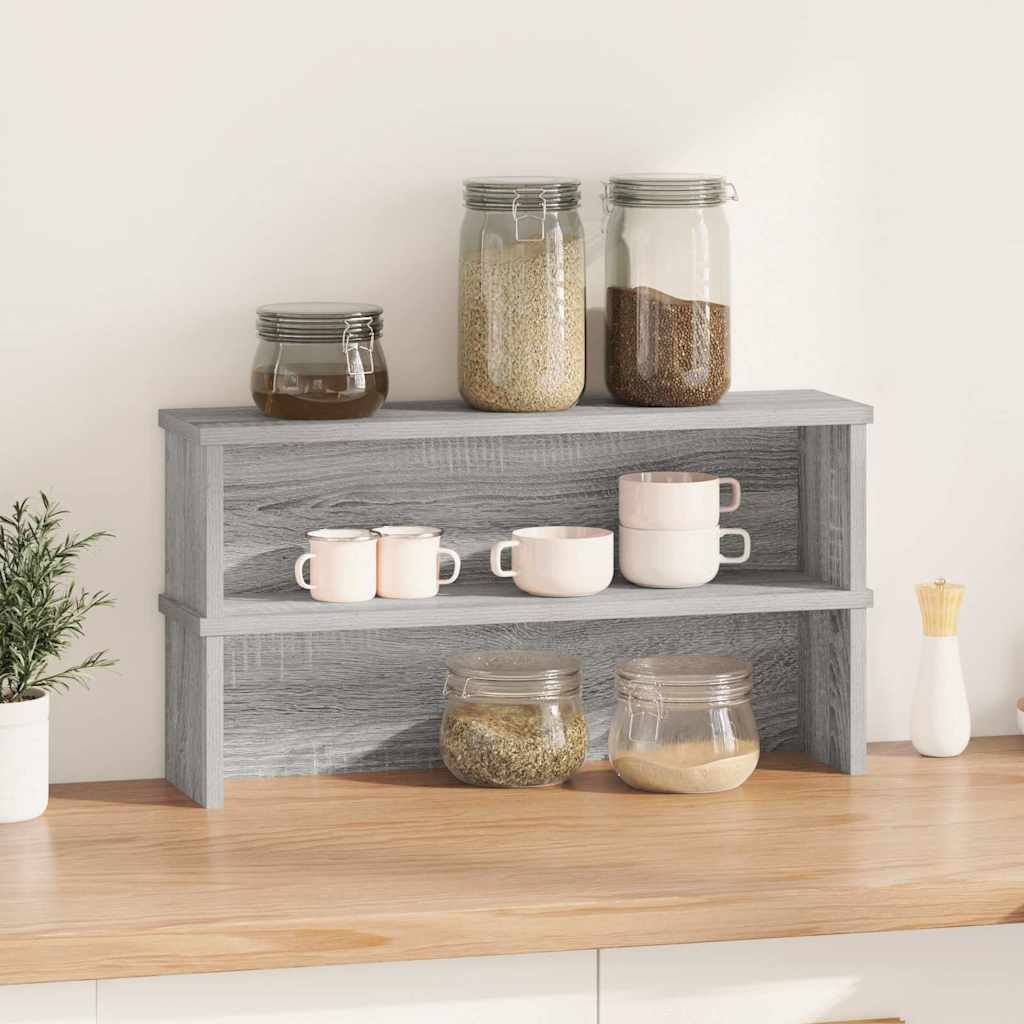 Racks de cocina Vidaxl apilables 2 pcs 60x15x16 cm Grey Sonoma Oak