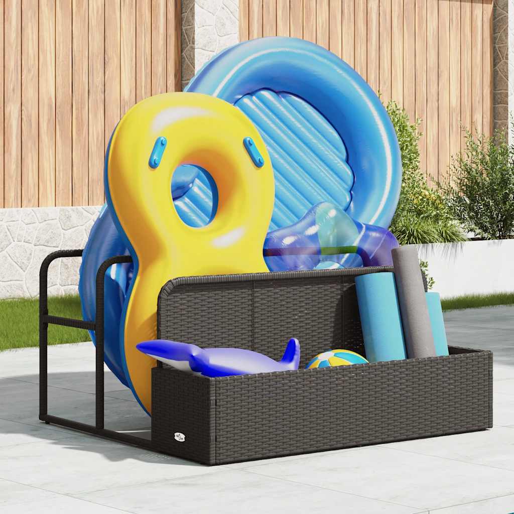 Borsa portaoggetti Vidaxx per piscina, nera, 110x100x57 cm, polyrattan