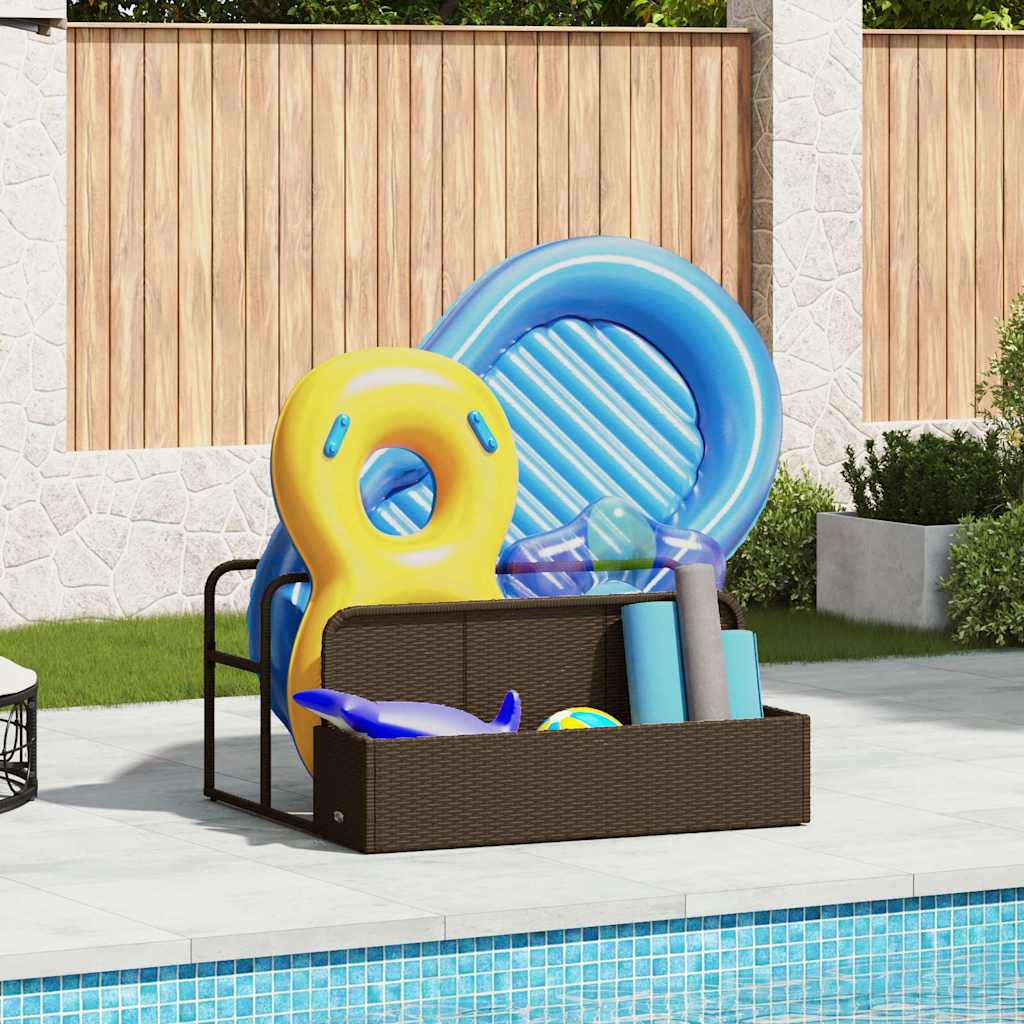 Borsa portaoggetti Vidaxx per piscina, marrone, 110x100x57 cm, polyrattan