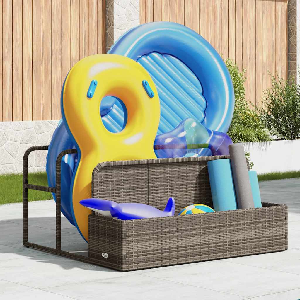 Borsa portaoggetti Vidaxx per piscina, grigia, 110x100x57 cm, polyrattan