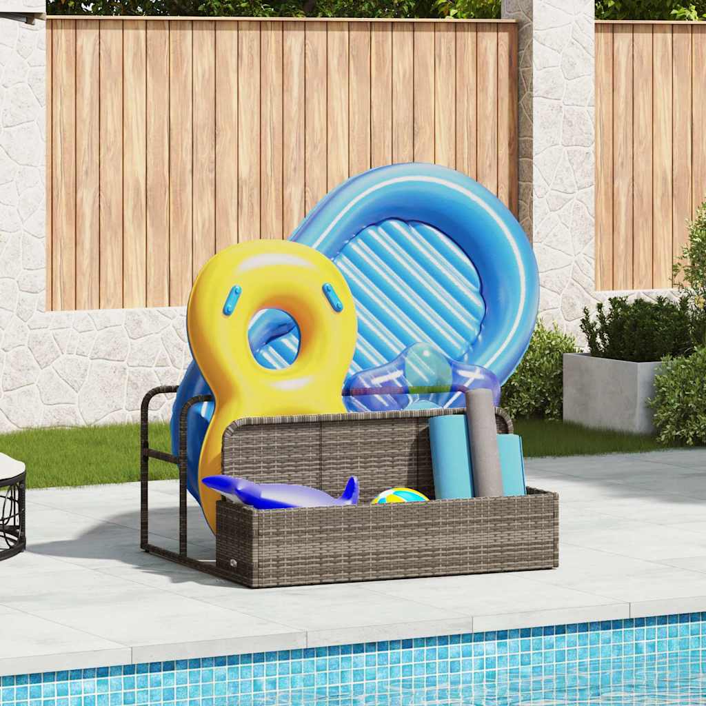Borsa portaoggetti Vidaxx per piscina, grigia, 110x100x57 cm, polyrattan