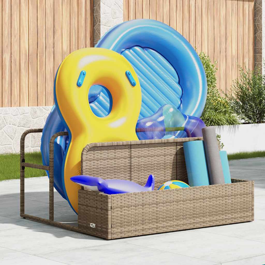 Borsa portaoggetti Vidaxx per piscina, beige, 110x100x57 cm, polyrattan