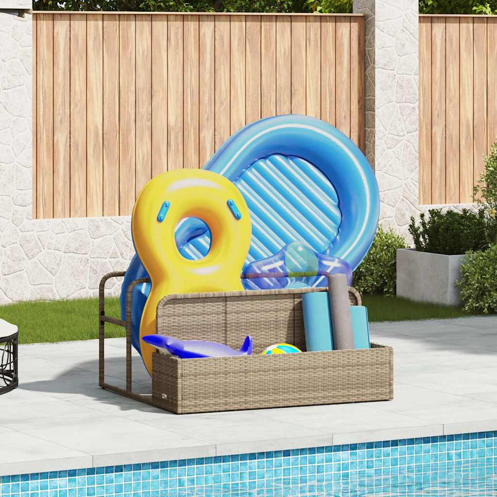 Borsa portaoggetti Vidaxx per piscina, beige, 110x100x57 cm, polyrattan