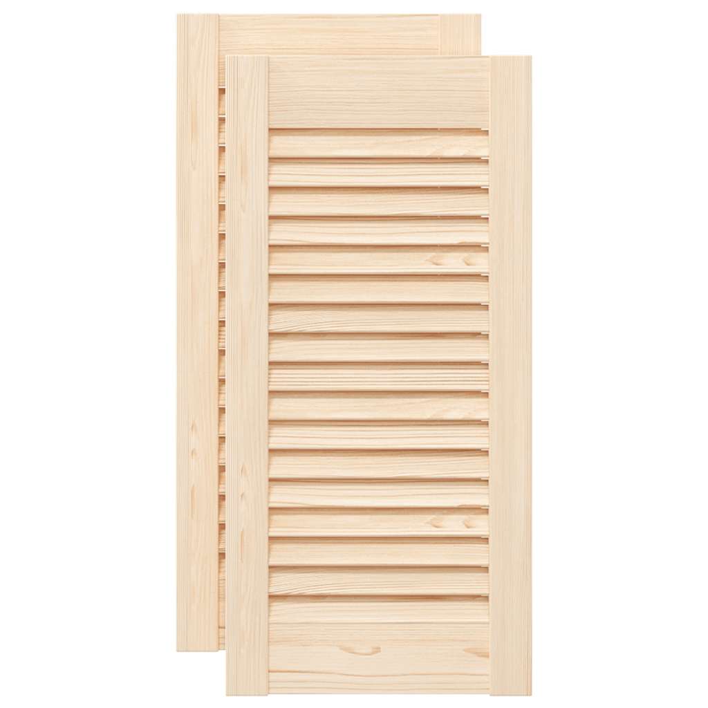 Vidaxl kastdeuren met lamellen 2 st 61,5x29,5 cm massief grenenhout