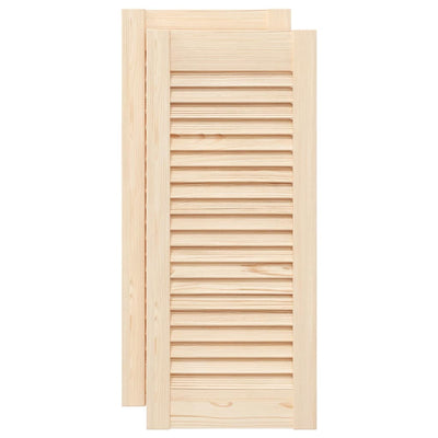 Vidaxl kastdeuren met lamellen 2 st 69x29,5 cm massief grenenhout