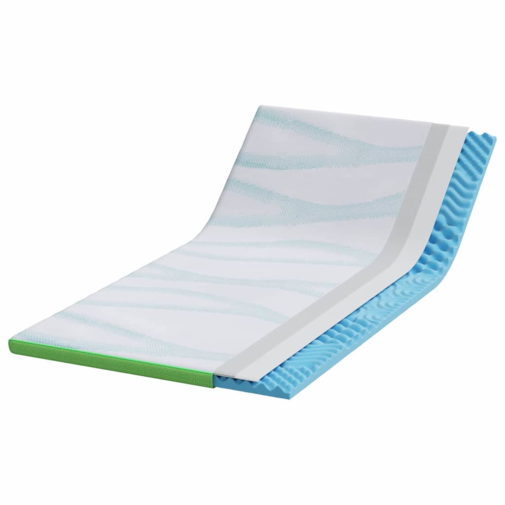 Vidaxl matrastopper wit en groen 90 x 190 cm jacquard stof