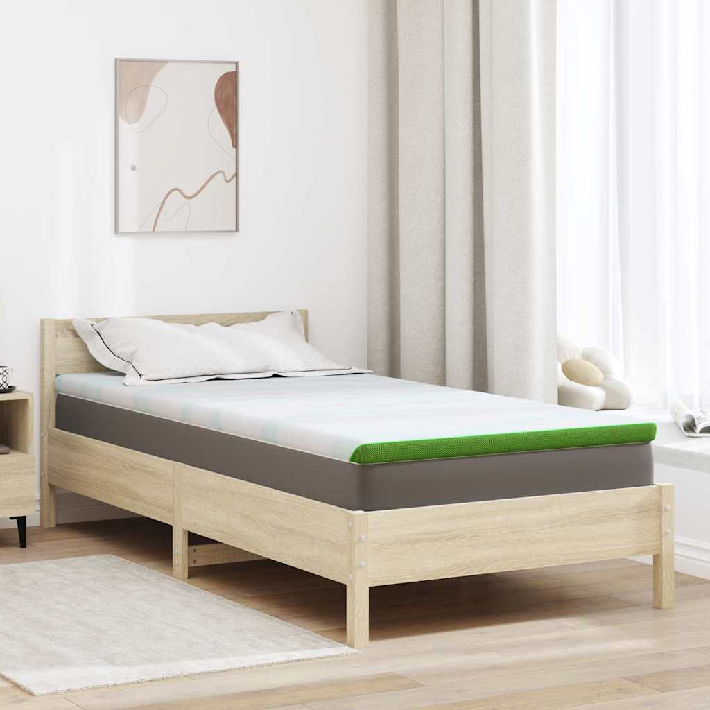 Vidaxl matrastopper wit en groen 90 x 200 cm jacquard stof