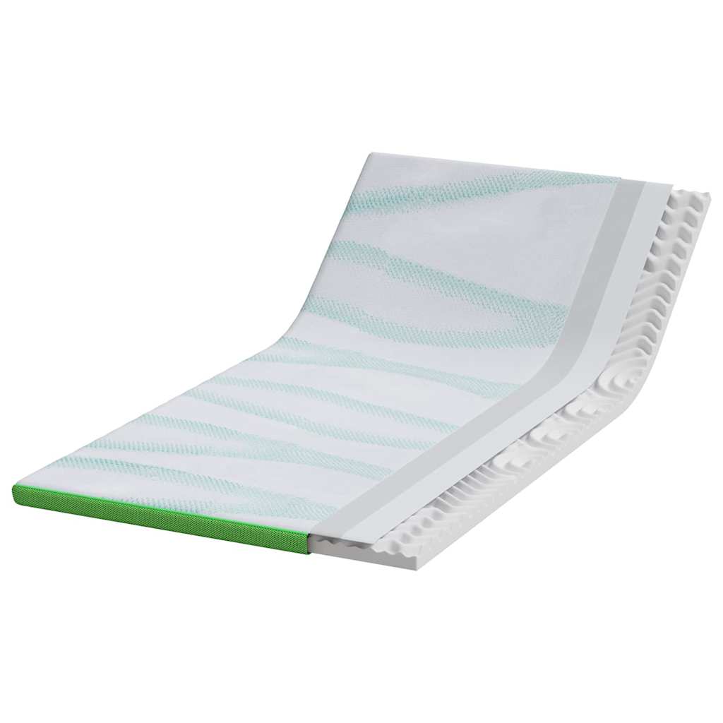 Vidaxl matrastopper wit en groen 90 x 190 cm jacquard stof