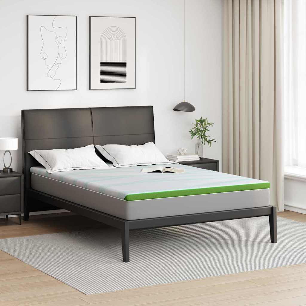Vidaxl matrastopper wit en groen 140 x 200 cm jacquard stof