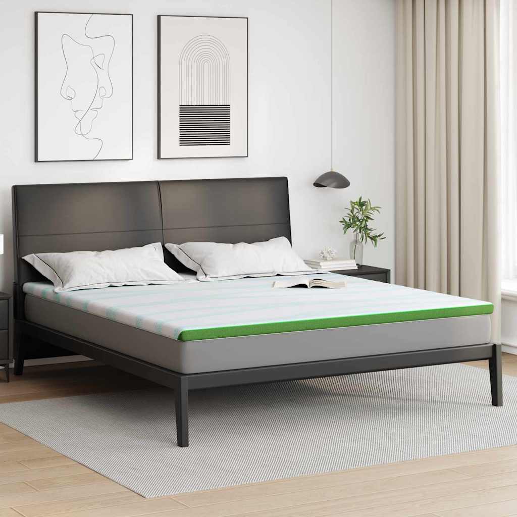 Vidaxl matrastopper wit en groen 180 x 200 cm jacquard stof