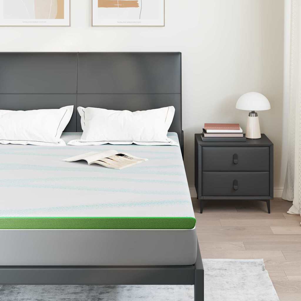 Coprimaterasso Vidaxxl bianco e verde 140 x 190 cm tessuto jacquard