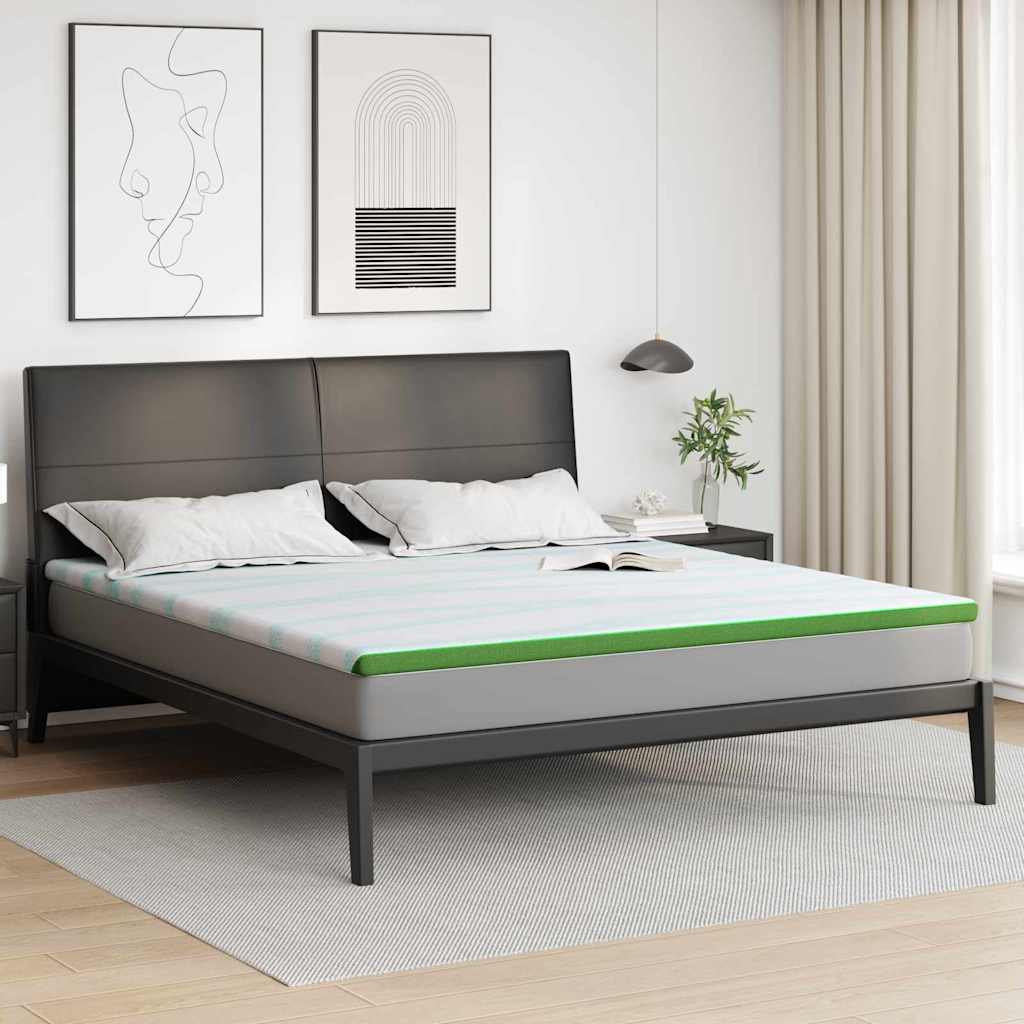 Vidaxl matrastopper wit en groen 180 x 200 cm jacquard stof