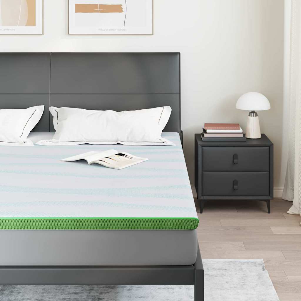 Vidaxl matrastopper wit en groen 180 x 200 cm jacquard stof