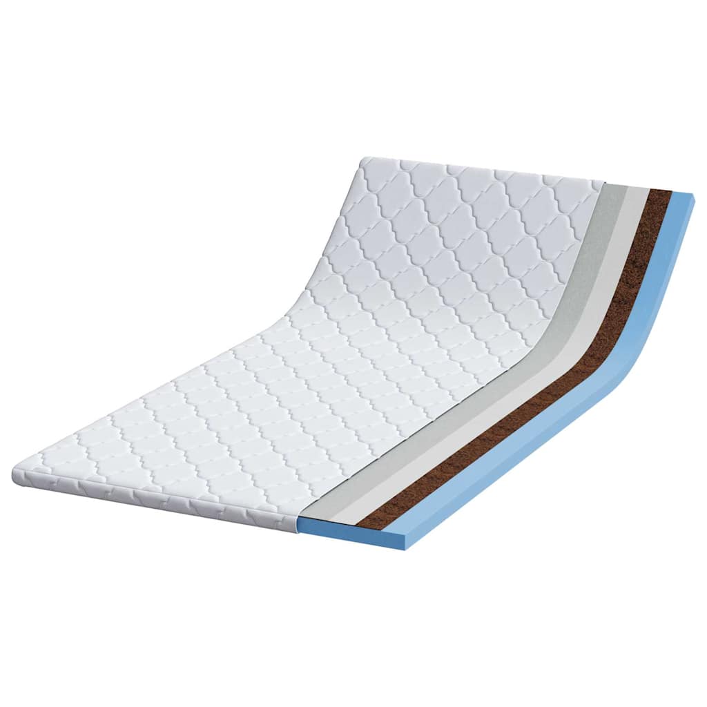 Vidaxl kokos topper wit 120 x 200 cm jacquard stof