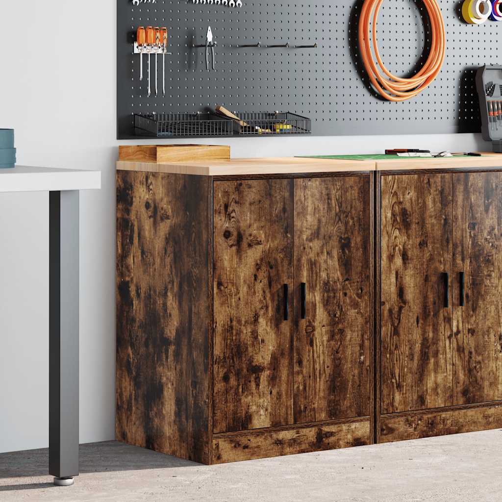 Vidaxl garagekast 60x51x85 cm massief grenenhout gerookt eiken