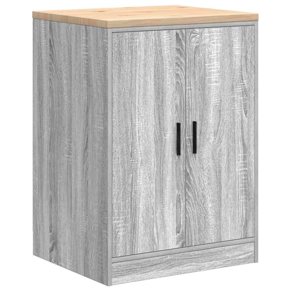 Vidaxl garagekast 60x51x85 cm massief grenenhout grijs sonoma