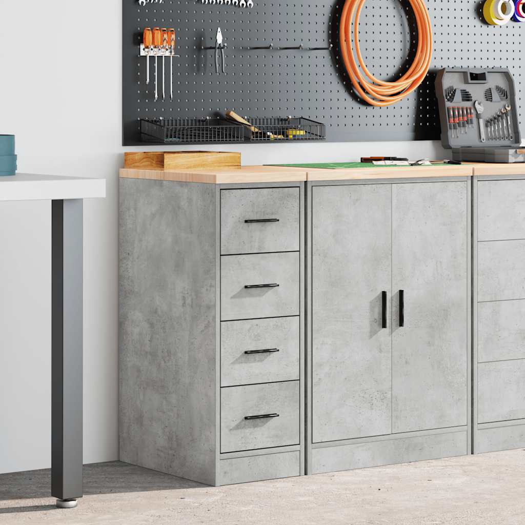 Vidaxl garagekast 30x51x85 cm massief grenenhout betongrijs