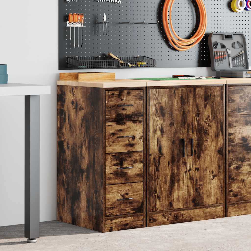 Vidaxl garagekast 30x51x85 cm massief grenenhout gerookt eiken