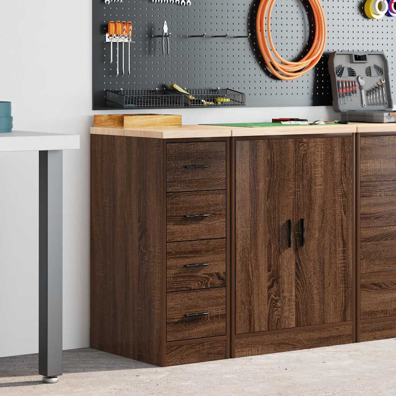 Vidaxl garagekast 30x51x85 cm massief grenenhout bruin eikenkleurig