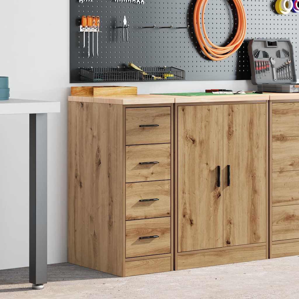 Vidaxl garagekast 30x51x85 cm massief grenenhout artisan eikenkleurig