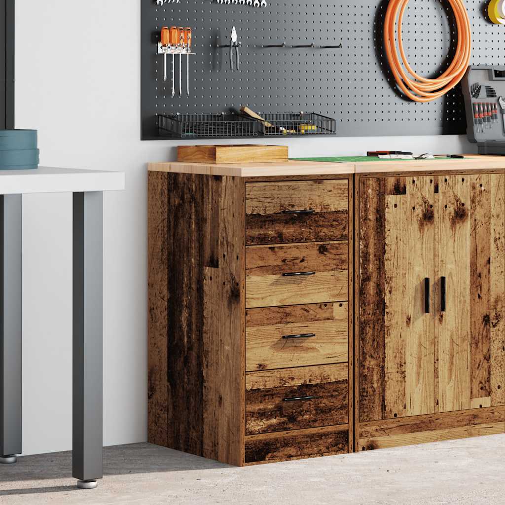 Vidaxl garagekast 40x51x85 cm massief grenenhout oud hout