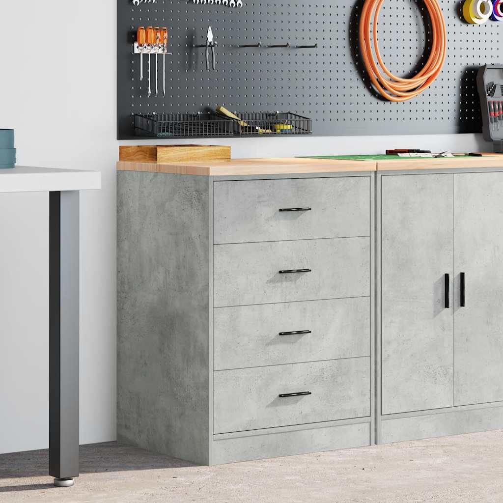 Vidaxl garagekast 60x51x85 cm massief grenenhout betongrijs