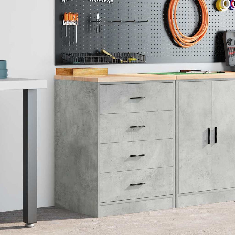 Vidaxl garagekast 60x51x85 cm massief grenenhout betongrijs