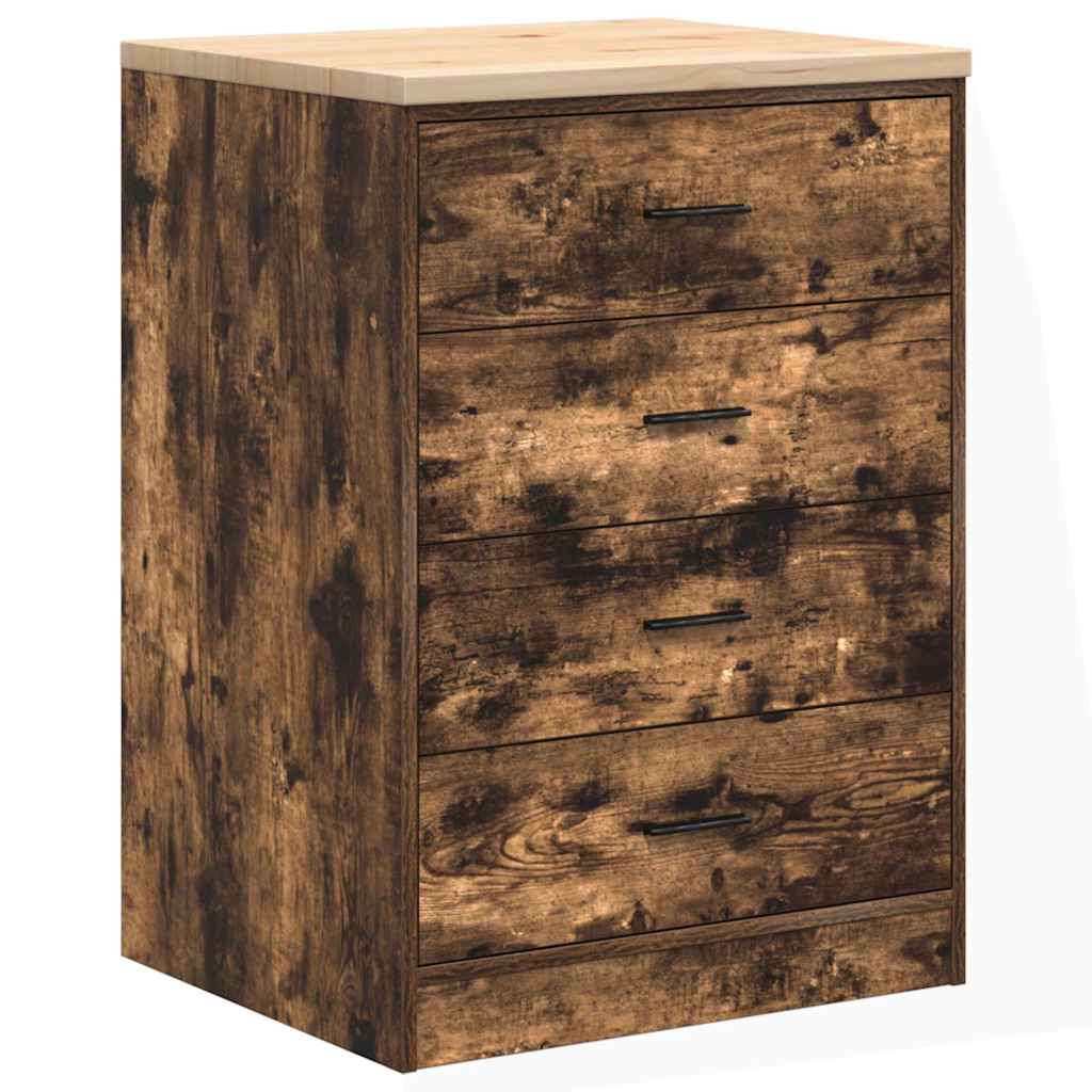 Vidaxl garagekast 60x51x85 cm massief grenenhout gerookt eiken