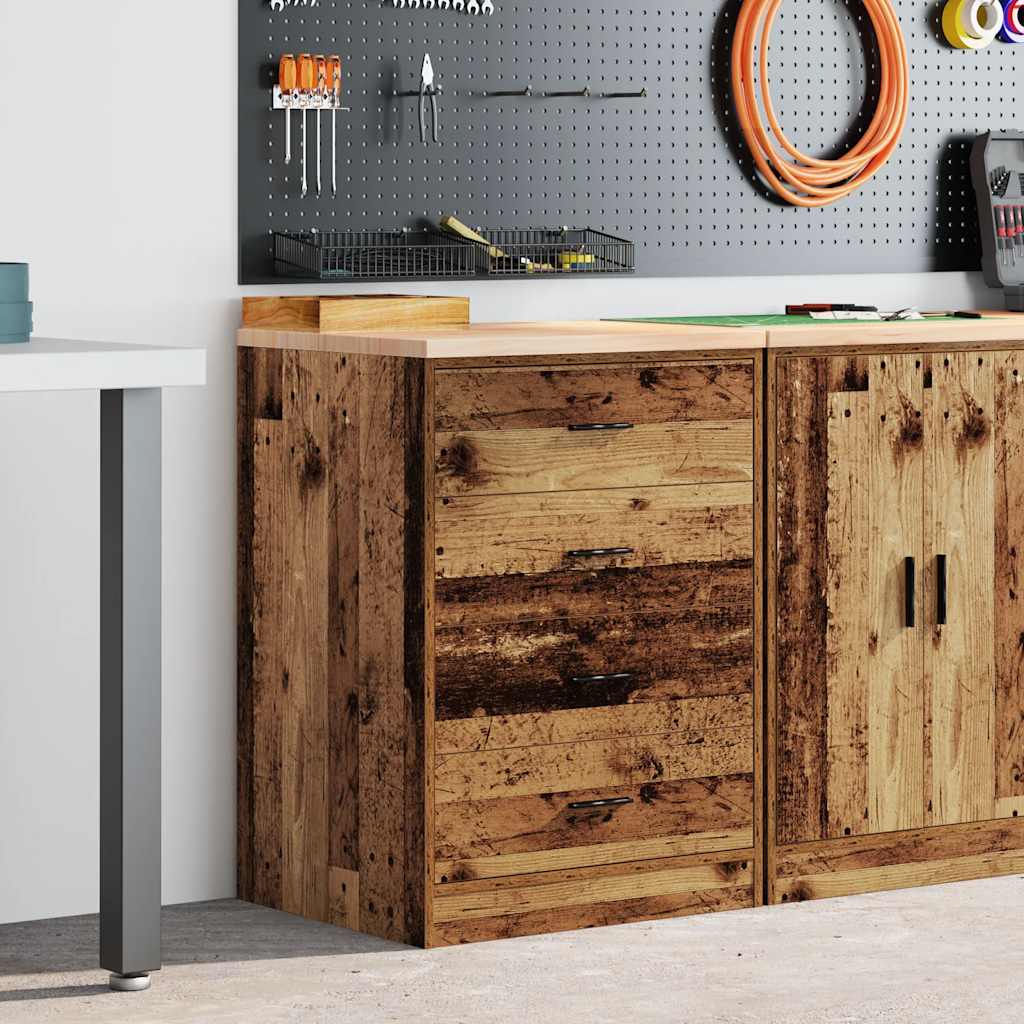 Vidaxl garagekast 60x51x85 cm massief grenenhout oud hout