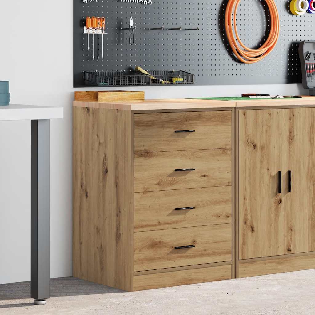 Vidaxl garagekast 60x51x85 cm massief grenenhout artisan eikenkleurig