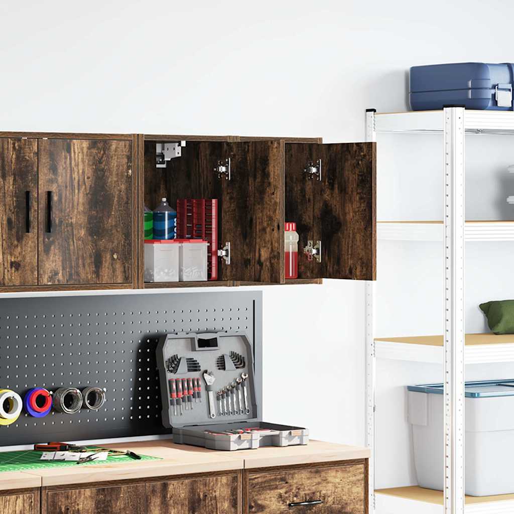 Vidaxl garagewandkasten 2 st spaanplaat gerookt eikenhout