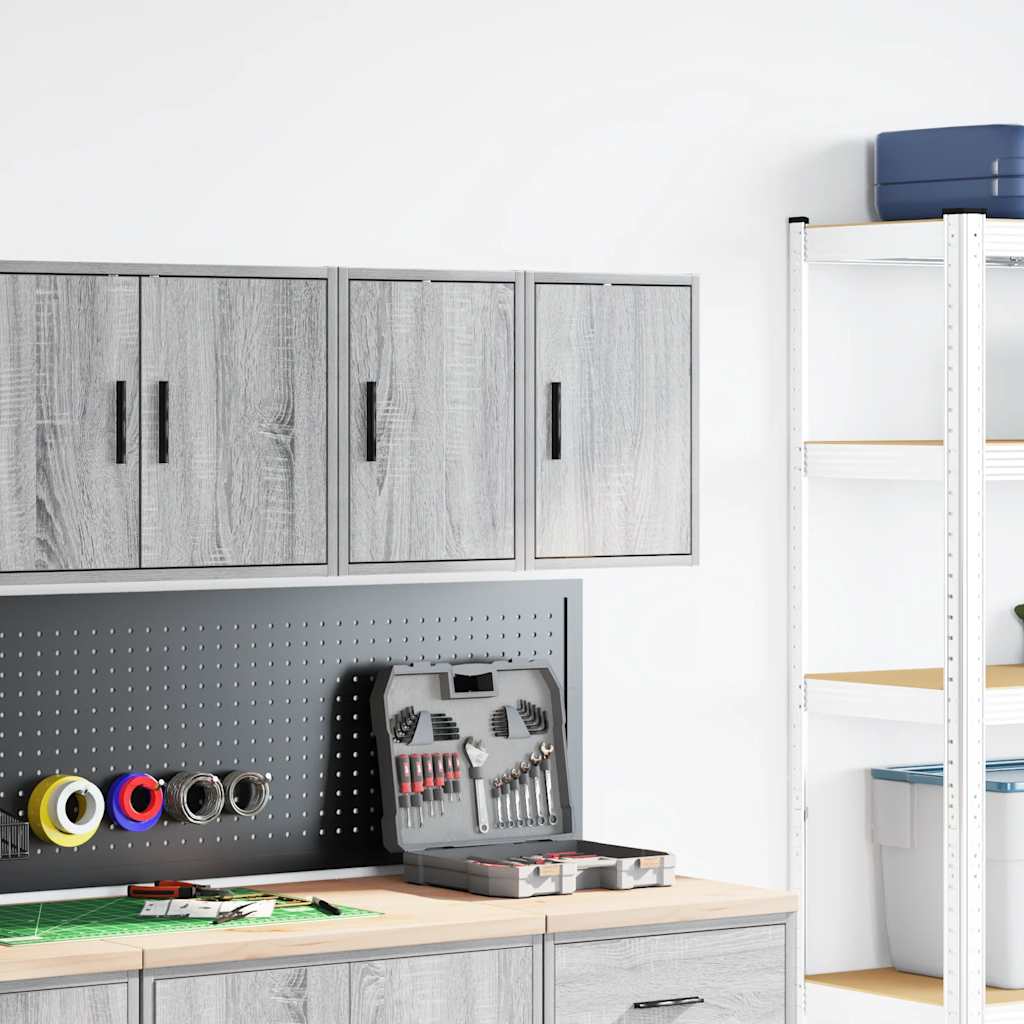 Vidaxl garagewandkasten 2 st spaanplaat sonoma grijs
