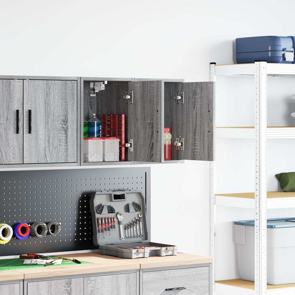 Vidaxl garagewandkasten 2 st spaanplaat sonoma grijs