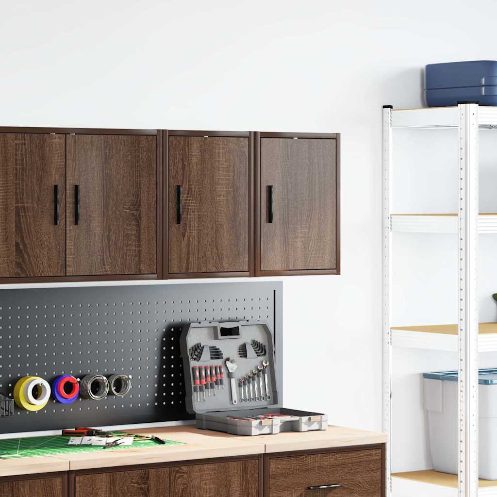 Vidaxl garagewandkasten 2 st spaanplaat bruin eiken