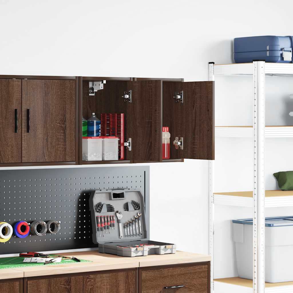 Vidaxl garagewandkasten 2 st spaanplaat bruin eiken