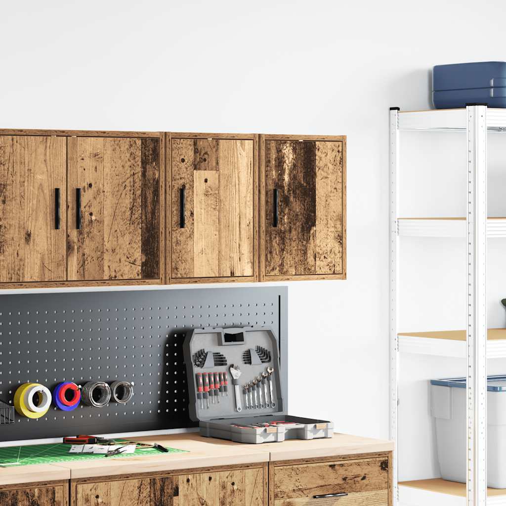 VidaXL armarios de pared para garaje 2 piezas madera procesada, madera vieja