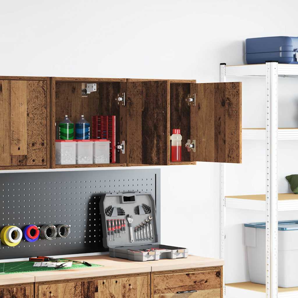 VidaXL armarios de pared para garaje 2 piezas madera procesada, madera vieja