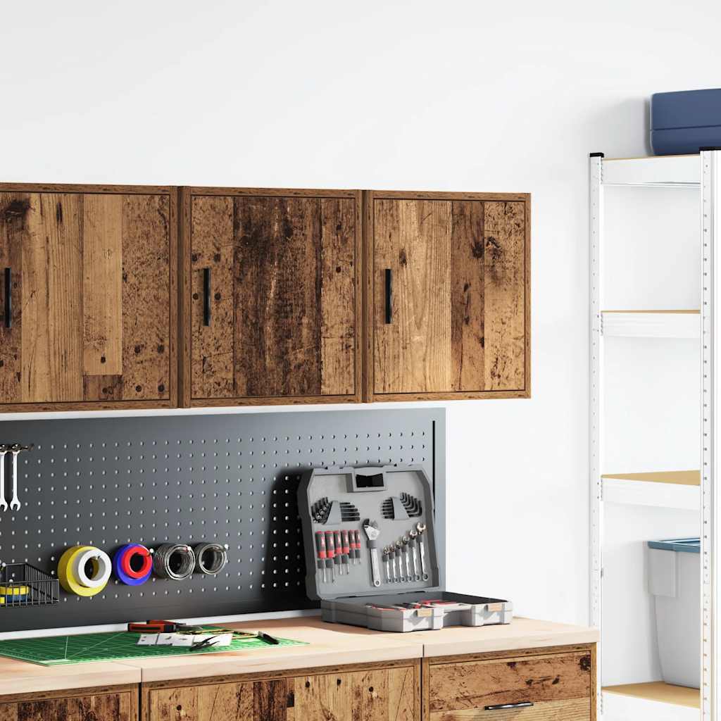 VidaXL armarios de pared para garaje 2 piezas madera procesada, madera vieja