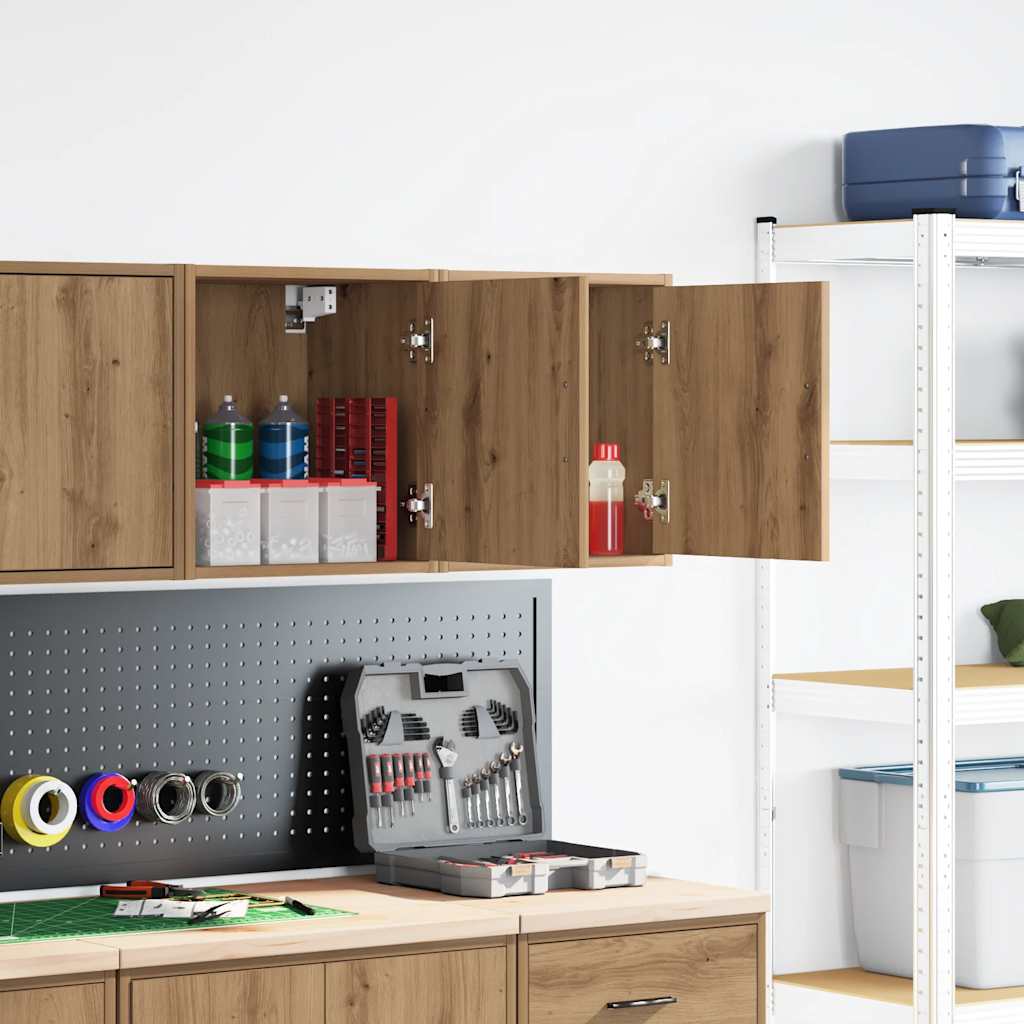 Vidaxl garagewandkasten 2 st spaanplaat ambachtelijk eikenhout