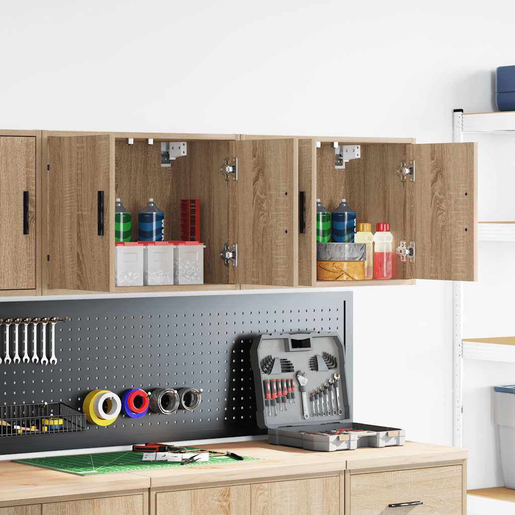 Vidaxl garagewandkasten 2 st spaanplaat sonoma eikenkleurig