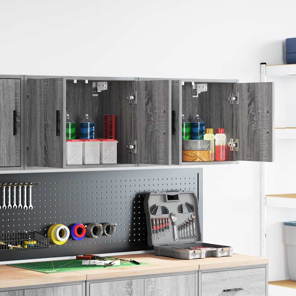 Vidaxl garagewandkasten 2 st spaanplaat sonoma grijs