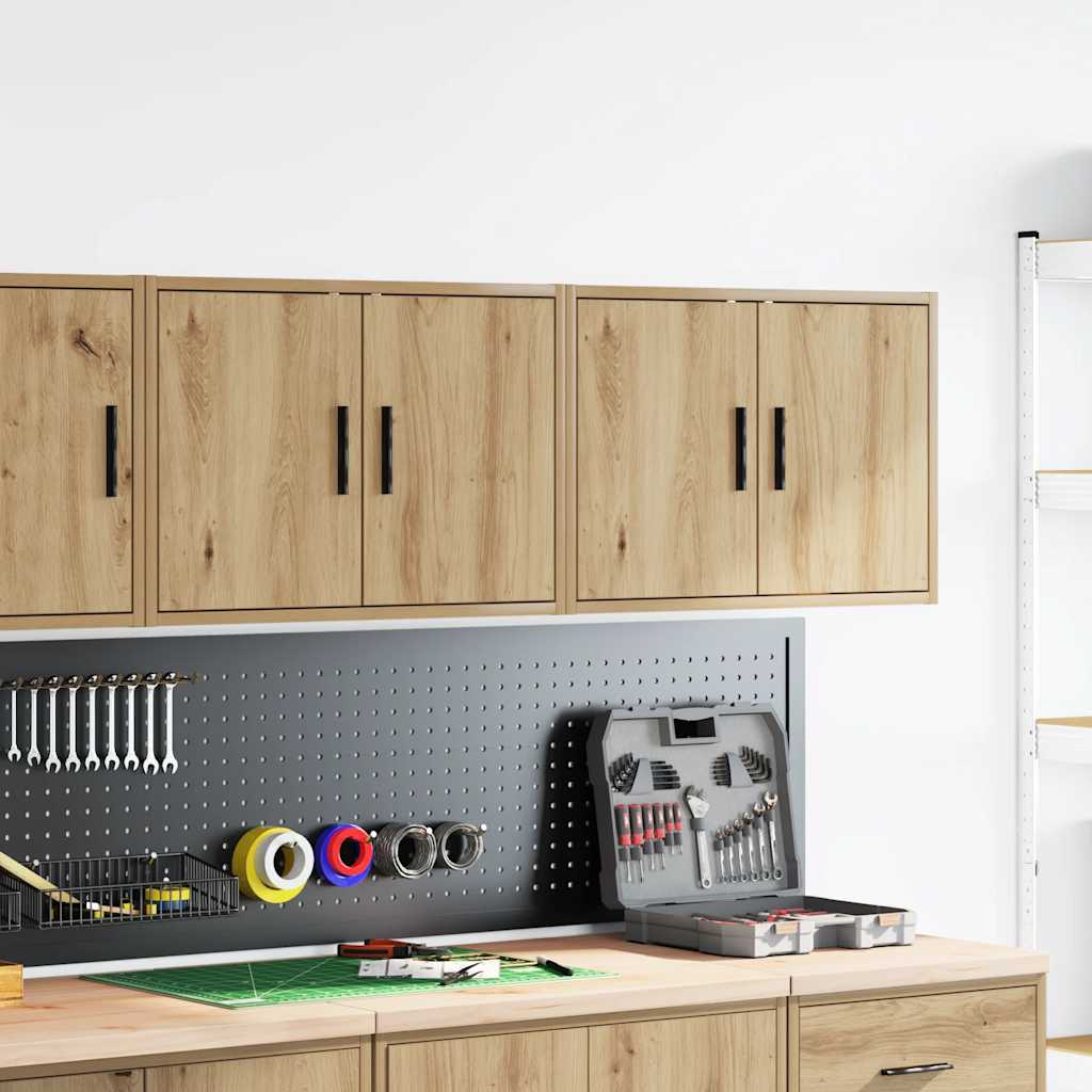 Vidaxl garagewandkasten 2 st spaanplaat ambachtelijk eikenhout