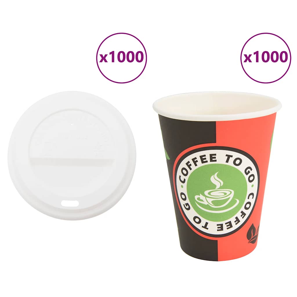 VidaXL bicchieri da caffè in carta con coperchio 1000 pezzi 4oz 100 ml