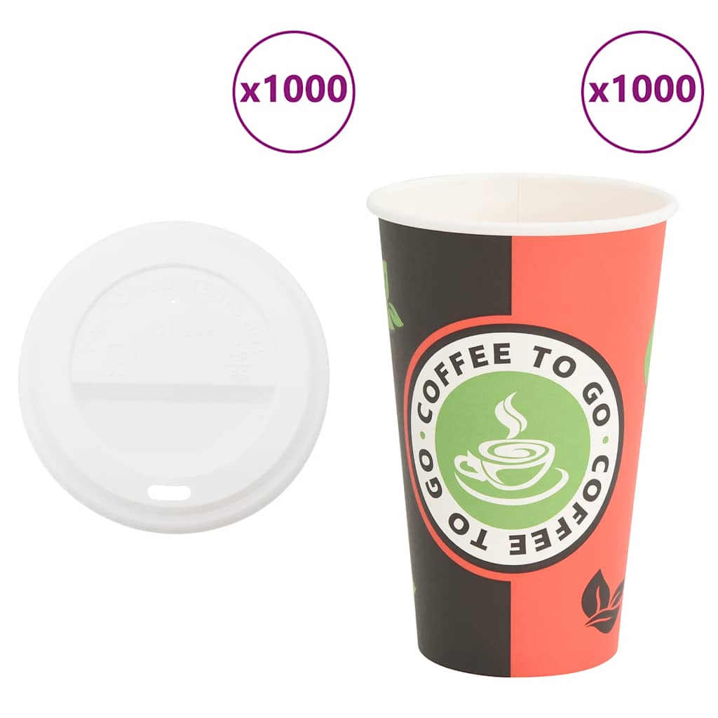 Bicchieri da caffè in carta VidaXL con coperchio 1000 pezzi 16oz 400 ml